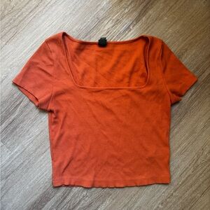 Wild Fable Burnt Orange Ribbed Crop Top